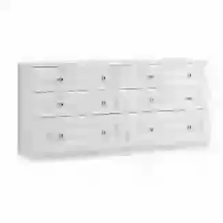 Crystal Knob 6 Drawer Twin Chest White or Cashmere